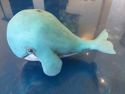 "Splashy" a 11"wx9" tall and 18" long papier mache' sculpture